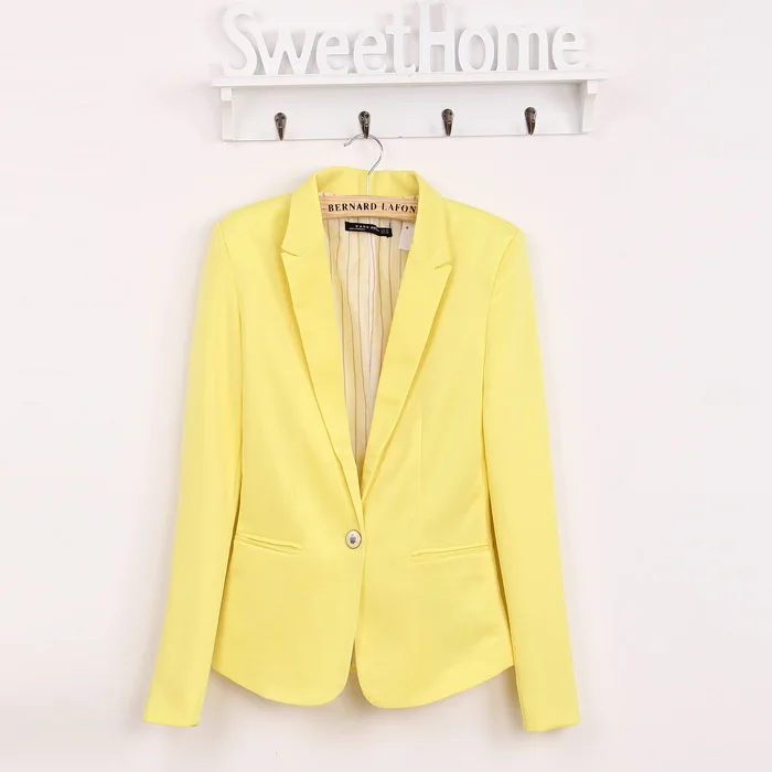 Spring Women Blazer high quality Jacket Made Of Cotton Basic Jackets Candy Color Long Sleeve Slim Suit Blazer Female Small Suit