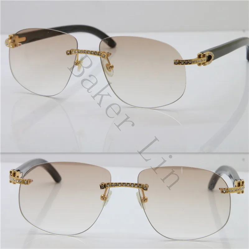 2018 Новый Rimless Подлинная натуральный черный рог буйвола Солнцезащитные очки для