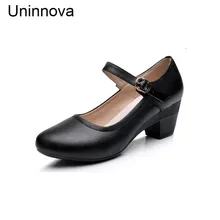 Uninnova/женские туфли mary jane на среднем каблуке; черные туфли-лодочки с закрытым носком; большие размеры 43; маленькие размеры 32; белые туфли; WP106