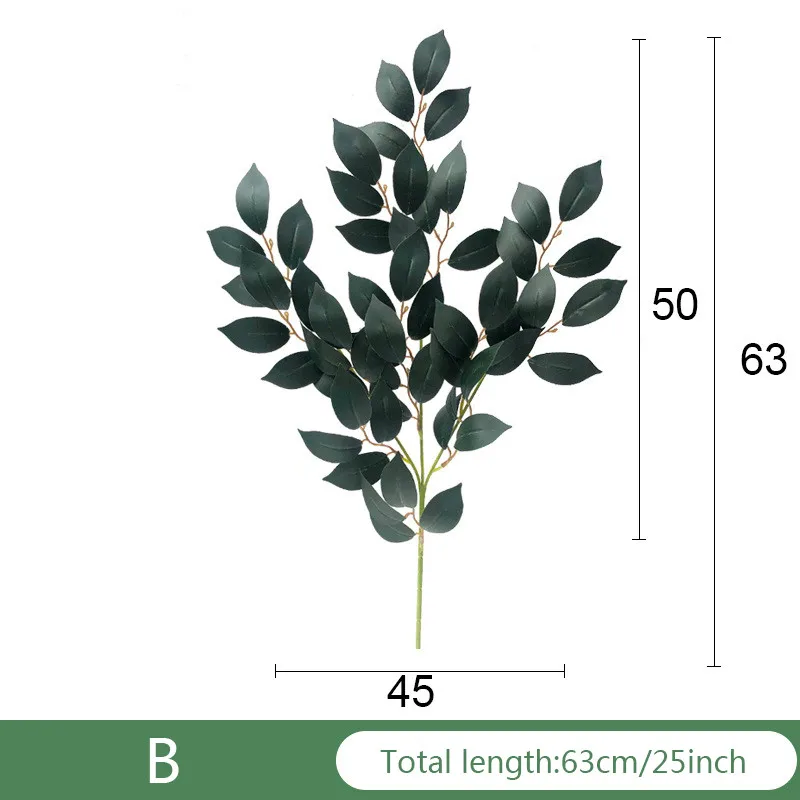 Искусственные цветы Зеленый моделирование растений листья эвкалипта дома гостиная сад Свадебные украшения завод стены интимные аксессуары поддельные цветы - Цвет: B
