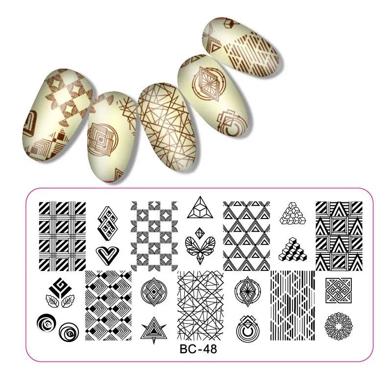 1 шт. 12*6 см BC серия Цветочные пластины для штамповки ногтей DIY изображения для дизайна ногтей шаблоны для маникюра трафареты инструменты для маникюра