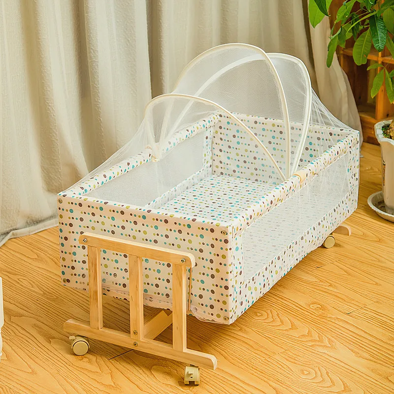 Одноцветное деревянная детская кроватка малый шейкер отдельных колыбель кровать в постели портативная детская кроватка москитная сетка