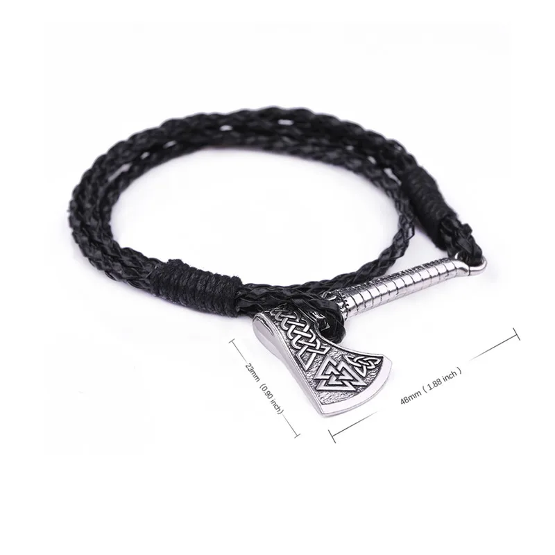 Style 2 Silver Dawapara Viking Valknut Руна алигиз ирландская троица символ топор Шарм Кожаный браслет подарок на день Святого Валентина - Окраска металла: Style 2 Silver