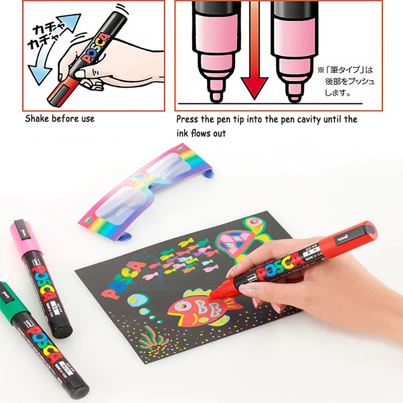 Mitsubishi Uni Posca Pc 1m Marker Extra Fine Bullet Tip 0 7mm Water Resistance Paint Writing Pen For Advertising Poster Pop Cd Art Markers Aliexpress
