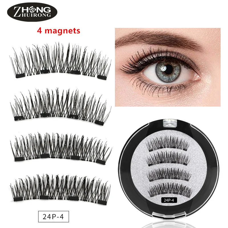 

Magnetic Eyelash With 4 Magnets False Eyelashes Reusable Natural Curl Magnet Makeup Eyelash Extension