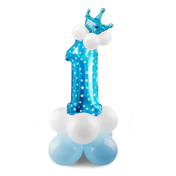 Blue Balloon PATIMATE Гирлянда для первого дня рождения, для первого мальчика, для маленькой девочки, на один год, на день рождения, баннер с днем рождения, Декор для дома - Цвет: Blue Balloon