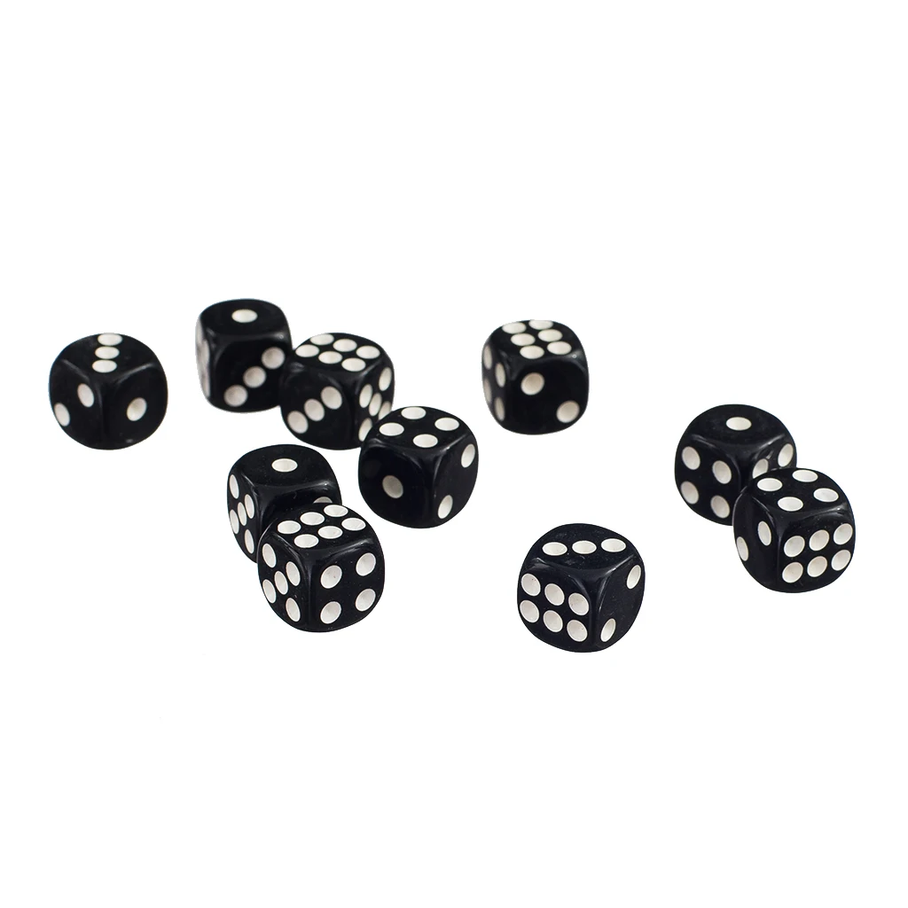 50Pcs/Set TRPG Games Dungeons Dragons D6 Six Sides Spot Dice Board Game Dice for Home Party Entertainment 12mm Black 