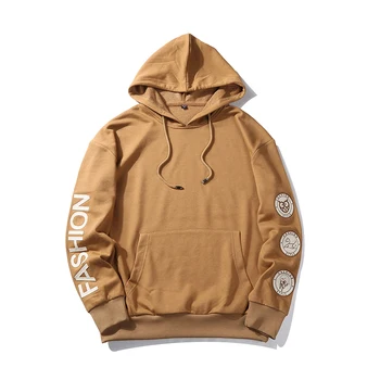 

Mens Casual Hooded Sweatshirt Badge Tide Streetwear Hoodie Autumn Solid Fashion Letter Print Hoody Man's Clothing Winter Hoodie