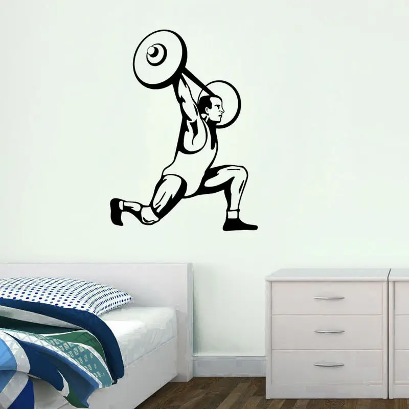 Weightlifting Sport Man Wall Stickers Gymnasium Wall Decals Fitness