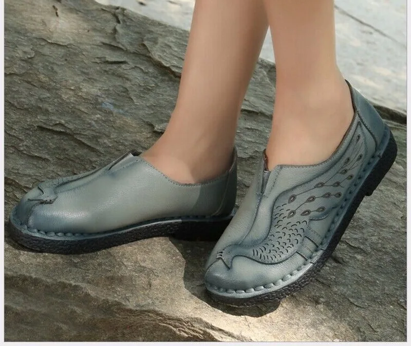 Г., новые весенние женские туфли из натуральной кожи на плоской подошве в этническом стиле туфли на плоской подошве ручной работы удобные мягкие тонкие туфли