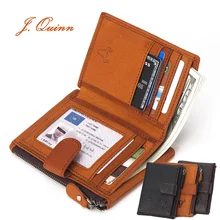 J. Quinn, винтажные мужские кошельки, карман для монет, натуральная кожа, кошелек для мужчин, держатель для карт, фото, короткий, двойной, на молнии, кошелек, Новинка