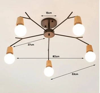 Скандинавский деревянный современный светодиодный потолочный светильник для дома, гостиной, спальни, потолочный светильник Lampara Techo - Цвет корпуса: 5 light