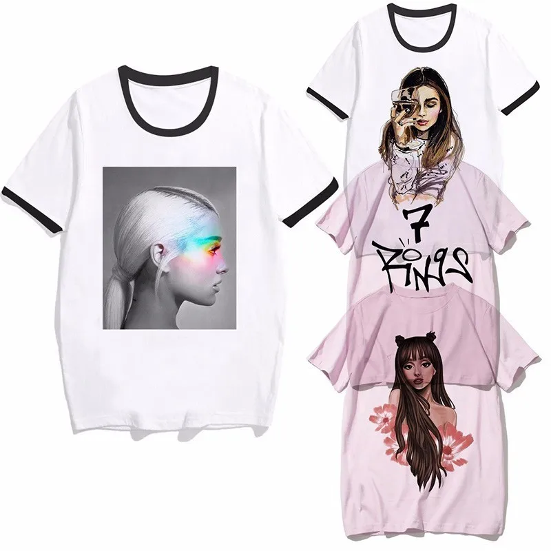 

Ariana Grande T Shirt Women Men 7 Rings Vintage Harajuku Thank U,Next Tshirt Hip Hop Pink Tshirt T-shirt Top Tees Female Male