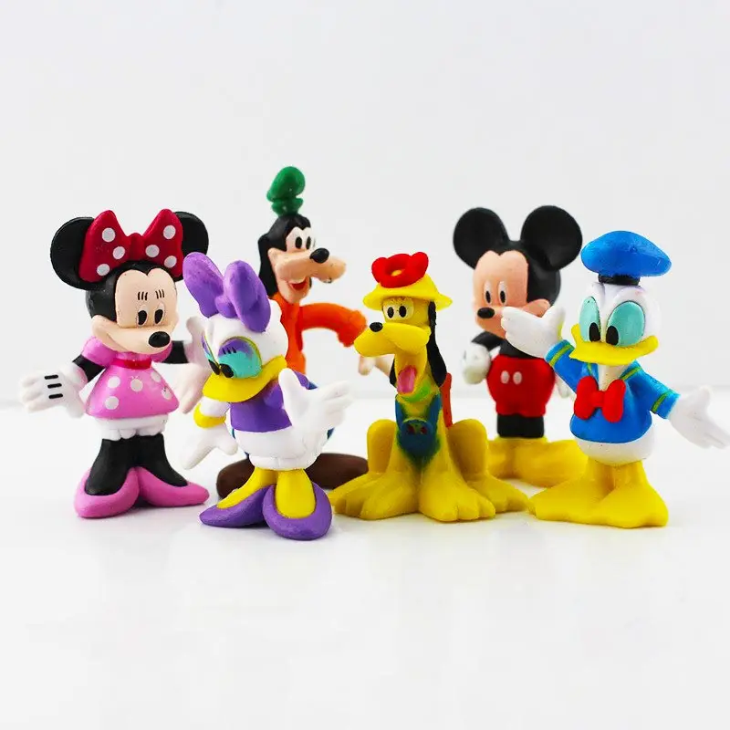 6pcs/lot Mickey Figures Minnie Mouse Donald Duck Goofy Dog Pluto Dog Daisy Cartoon PVC Figure Collection Model Toy Dolls 6-8cm