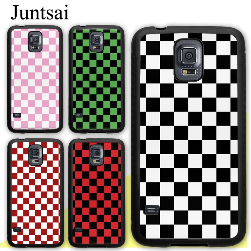 

Juntsai Checkerboard Plaid Checked Checkered Case For Samsung Galaxy S5 S6 S7 edge S8 S9 S10 Plus Lite Note 5 8 9 Cover Coque