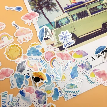 

46pcs/box Kawaii Weather forecast Sunshine Rainy snow day Sticker Cute Planner Diary Scrapbook Stationery dry glue Sticker
