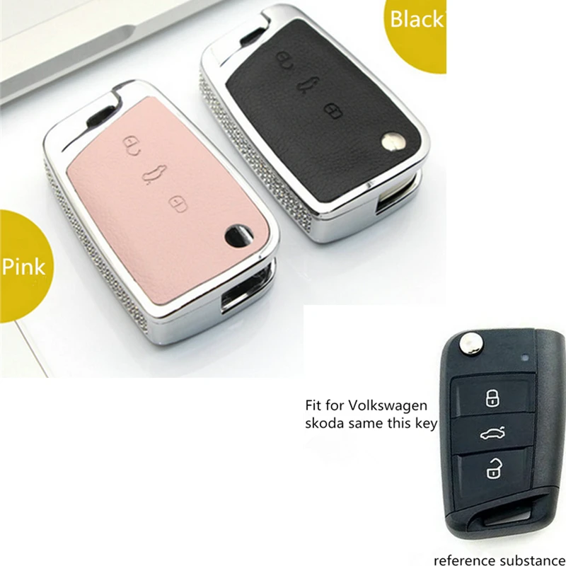 

Luxury Diamond Car Key Shell Holder Remote Key Case Cover Fit for Volkswagen VW Golf 7 Mk7 For Skoda Octavia Key Portect Case