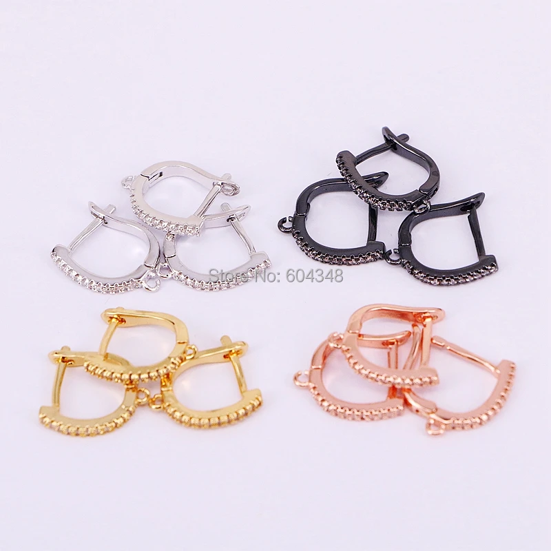 

10Pairs ZYZ184-9128 Earring Jewelry Making Accessory DIY Connector Earrings Findings Fashion Hoop with Micro CZ Crystal