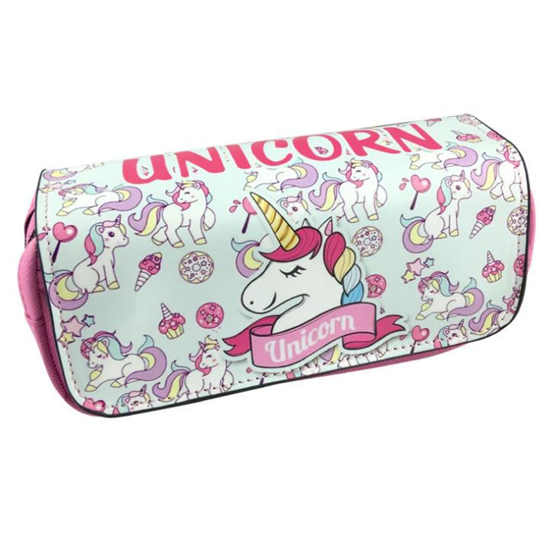 

1 Pcs Unicorn Pencil Case Animated PU Fabric Double Super Big Pencil Bag School Cute Pencil Box Stationery for Kids Gift