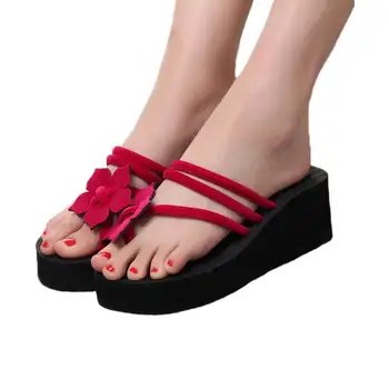 

Girls Flip Flops Slipper Brand Shoe Flower Design Slippers 2018 Summer EVA Thicken Sole Wedge Heel Sandals Home Shoes #33