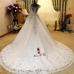 Vestido de Noiva Gelinlik кружевная Роскошная свадебная одежда, украшенные стразами; Свадебные платья с коротким рукавом Спарки принцессы церковь;