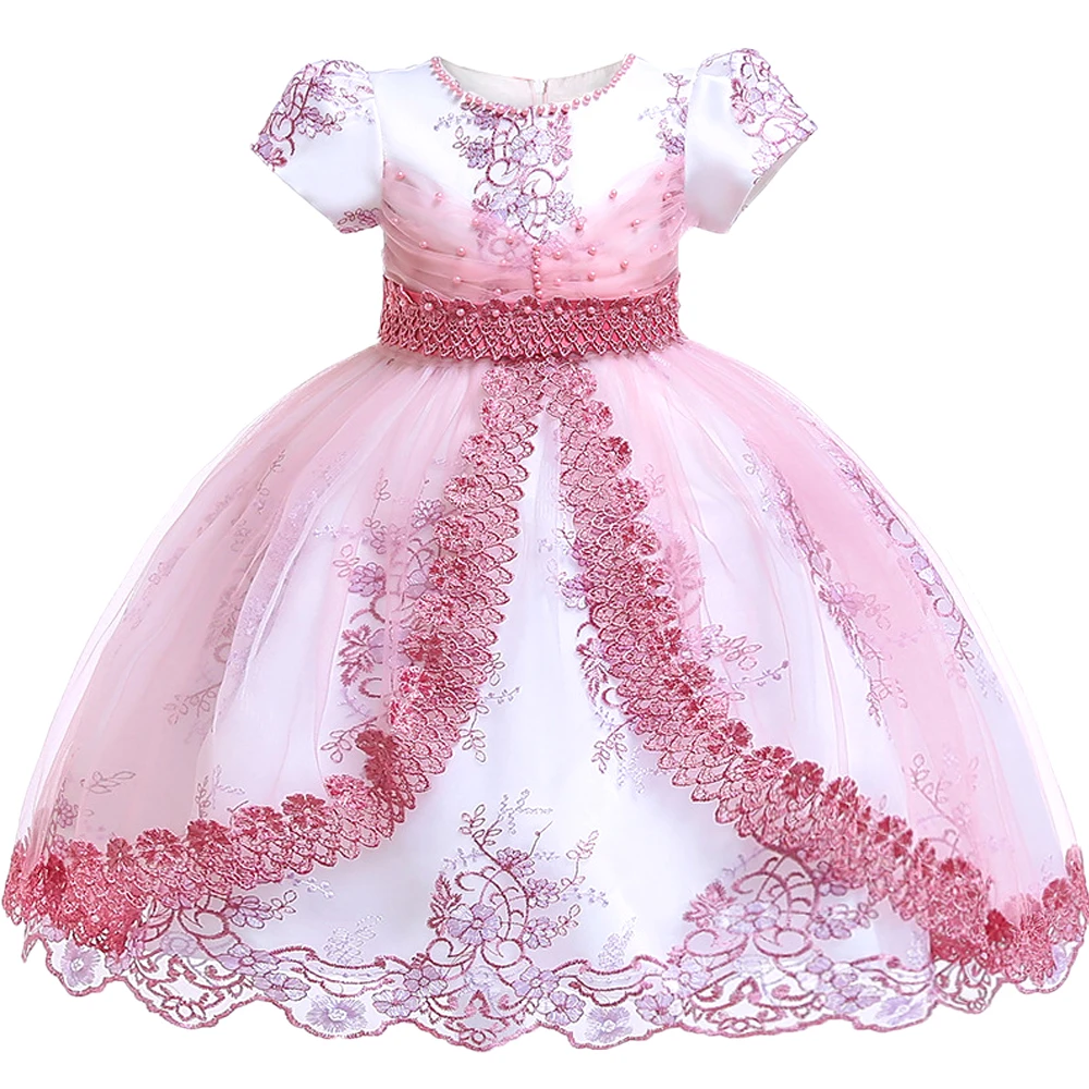 

Princess Girls Flower Lace Ball Gown Wedding Party Dress For 3-10 Years Baby Kids Christmas Birthday Dresses Children Clothing