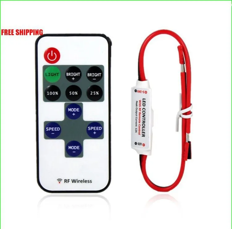 1 комплект 9 ключи одной Цвет светодиодный мини контроллер Диммер 12 V Яркость для светодиодный полосы света Специальное предложение; низкая цена
