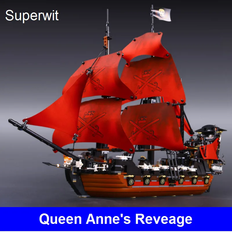 

Superwit LEPIN 16009 1151pcs Queen Anne's Revenge Pirates of the Caribbean Building Blocks Bricks Compatible 4195 Children Toys