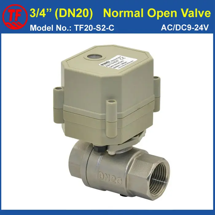 

Two Way BSP/NPT 3/4'' SS304 (DN20) Normal Open Valve AC/DC9-24V 2 Wires TF20-S2-C Power Off Return Valve For Water Application