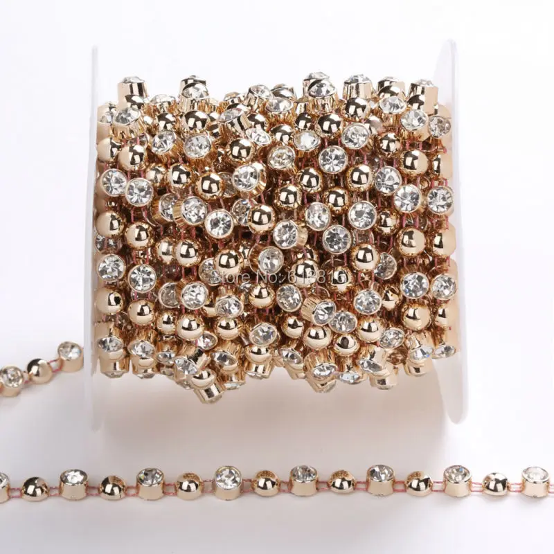

7mm 10yards Plating gold beads chain for DIY hand-created enthusiasts
