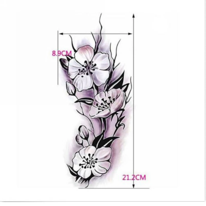 Shellhard 1 Sheet Waterproof Temporary Tattoo Sticher Womens Rose Flower Removable Body Arm Leg Art Fake Tattoo Sticker