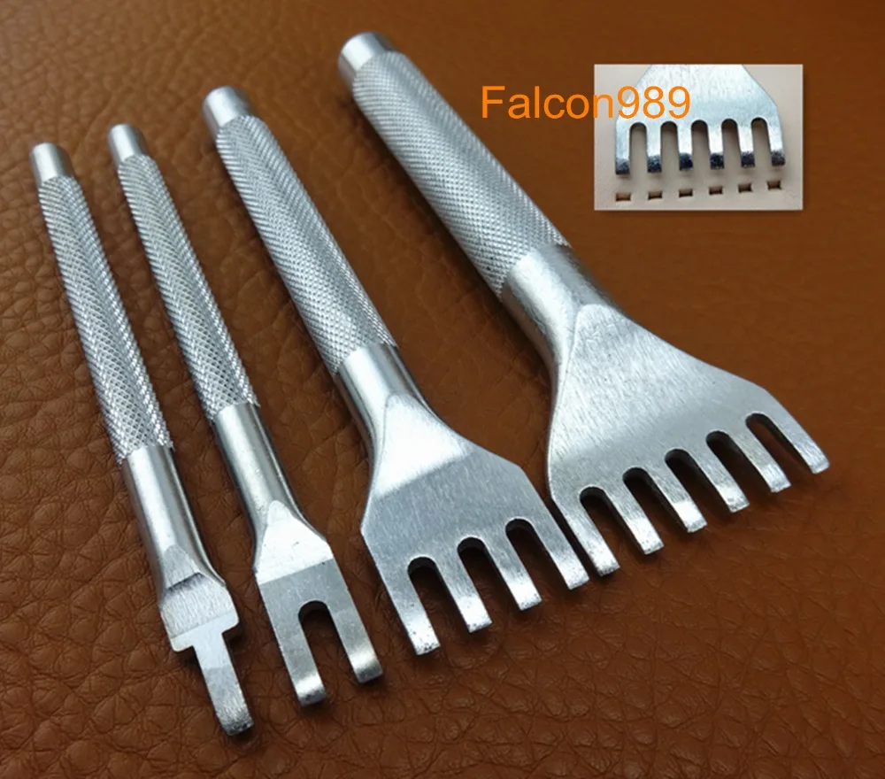 

4pcs 5.5mm Leather Craft Sewing Stitching Pro Line Lacing Chisel Pricking Iron Punch Tool Kit Set - Carving Stamping Knife Cut