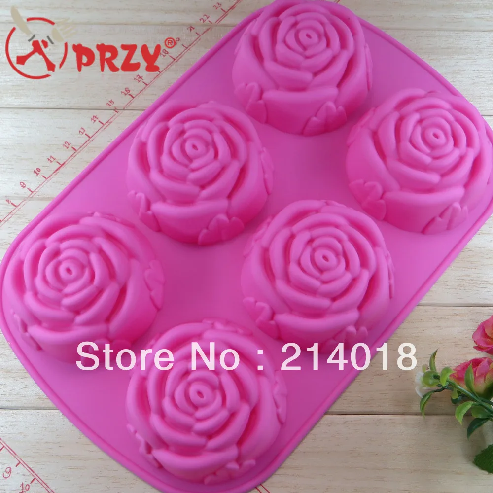 1 piece 6 rose flower silicone cake mold Ice cream Chocolate molds soap