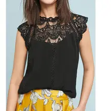 Women Sleeveless Tank Tops Sexy Hollow Out Embroidery Floral Lace Splicing Vest Chiffon Solid Color Loose Elegant Camisole S-2XL