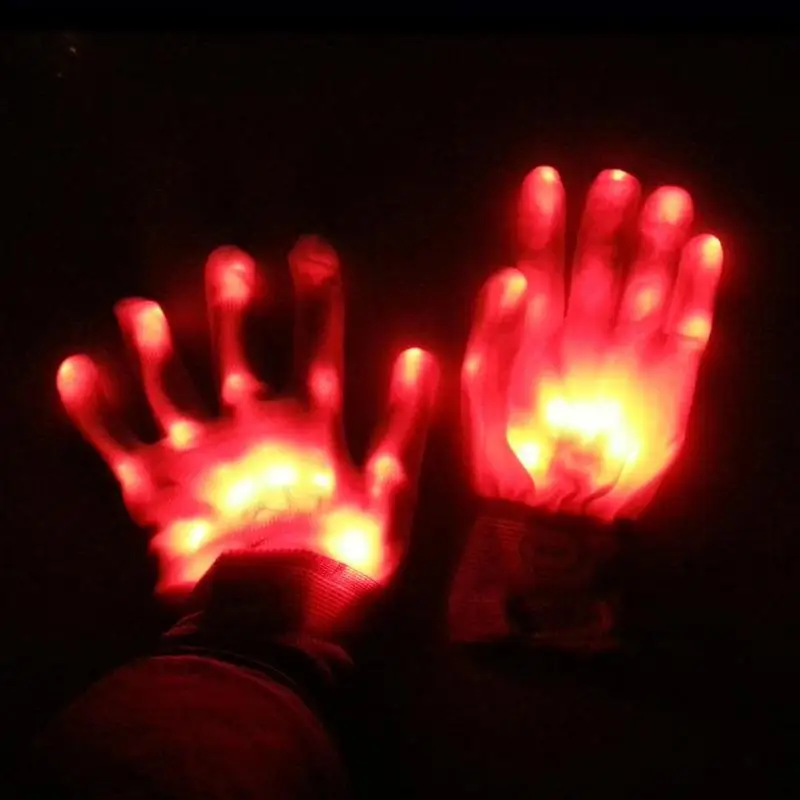 1 шт. светодиодный светильник, светящиеся перчатки, радужные светодиодный перчатки, унисекс, светильник, светящиеся, на Хэллоуин, сценический костюм, праздничные и Вечерние перчатки - Цвет: Красный