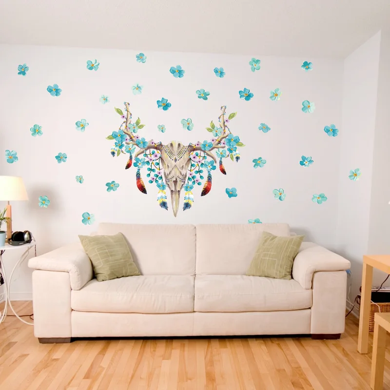 

Creative pvc deer head stickers stickers living room bedroom background decoration wall stickers