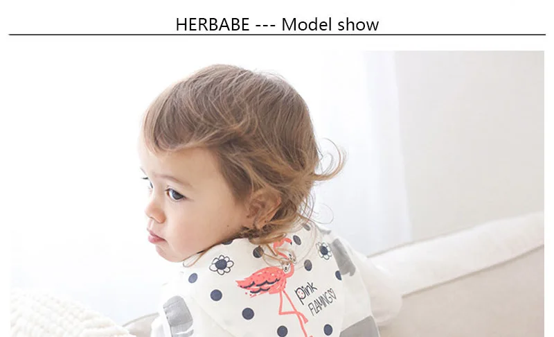 Herbabe Baby бюстгальтер-полотенце, 5 слойный муслин, мультяшная детская спинка, сухая салфетка, ткань, многоразовое Впитывающее Влагу полотенце для новорожденных, детские салфетки