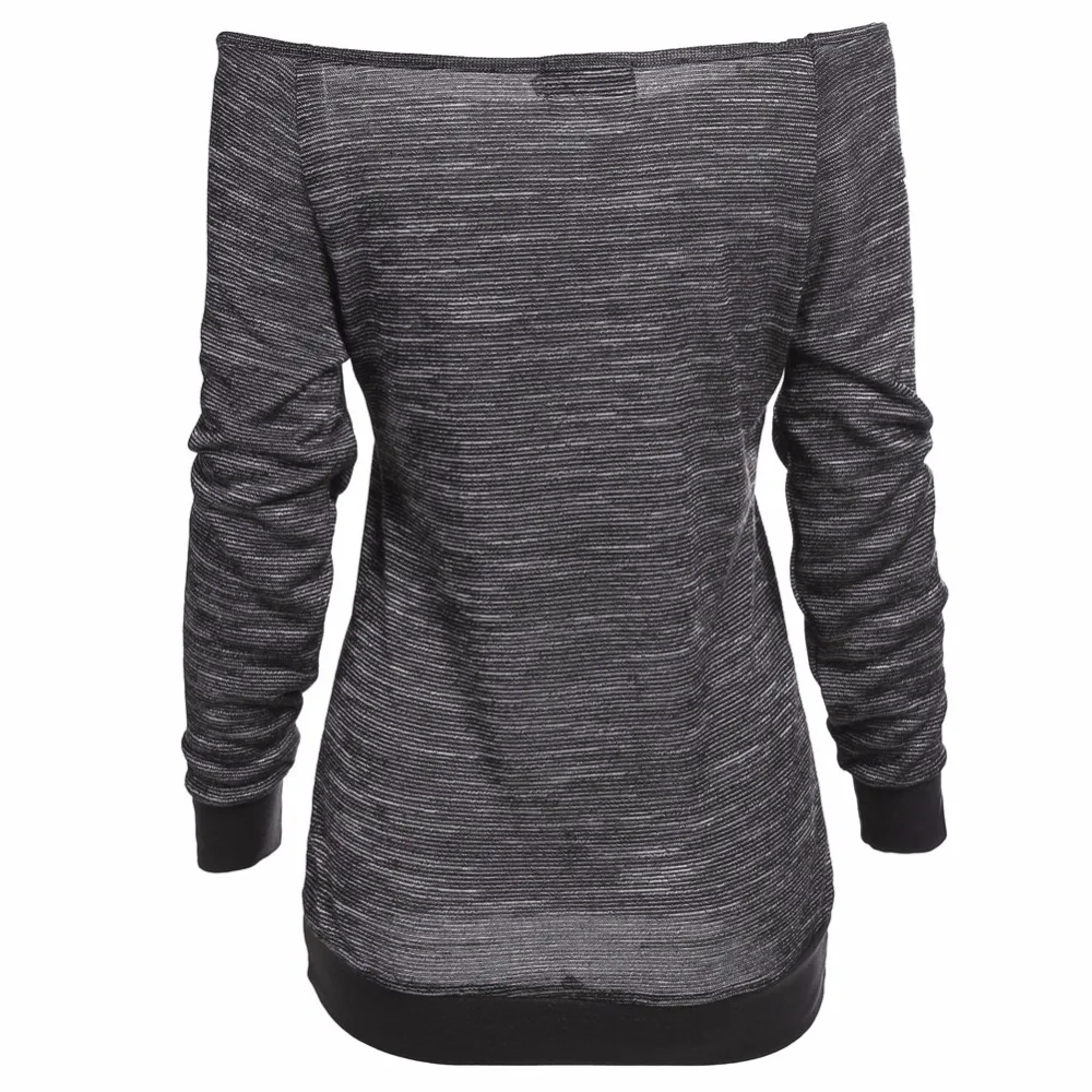 عالية الشارع الجمجمة طباعة القطع الرقبة البلوز الخريف 2018 مثير المرأة قمم هوديي البلوفرات طويل الأكمام C79201