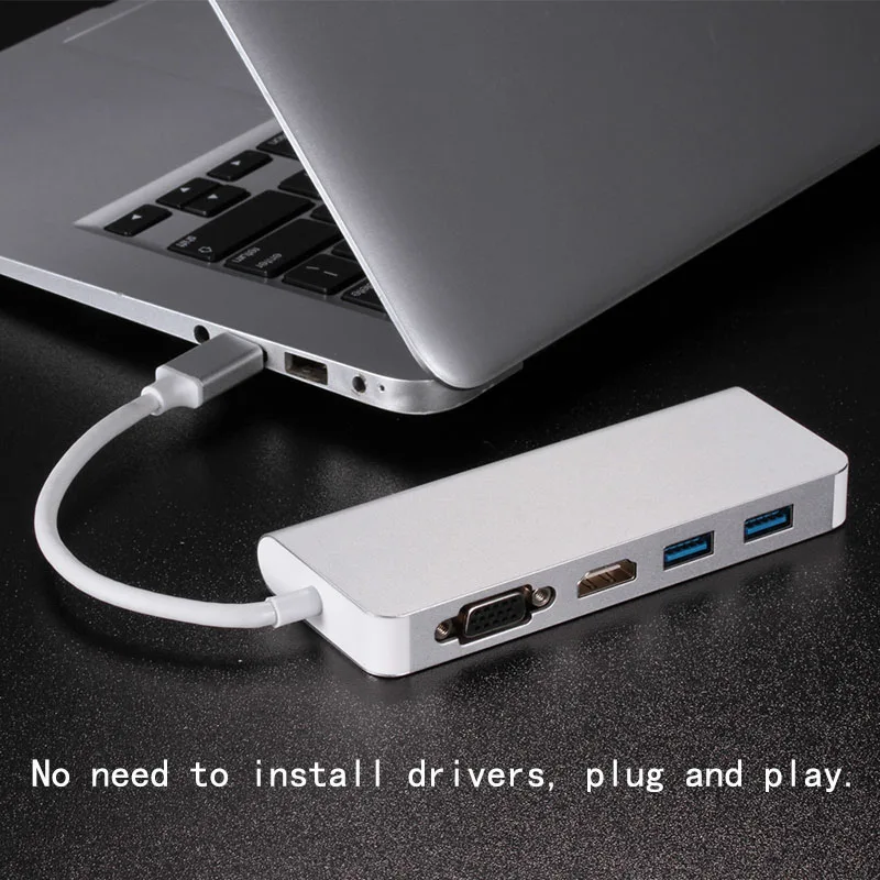 Док-станция с разъемом type C HDMI RJ45 USB power Delivery Hub для ноутбука Macbook Pro hp DELL Surface lenovo mate10 samsung