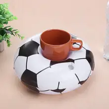 Милый надувной футбольный мяч поплавок специальной формы держатель чашки для напитков на свадьбу День рождения принадлежности круг игрушки для бассейна чашки аксессуары