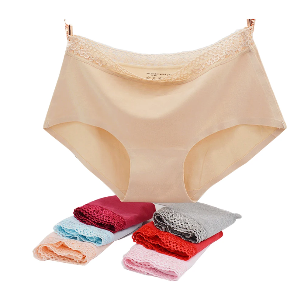 UNLIMON Seamless Panties Cotton Underwear Lady Lace Edge Sewing Design