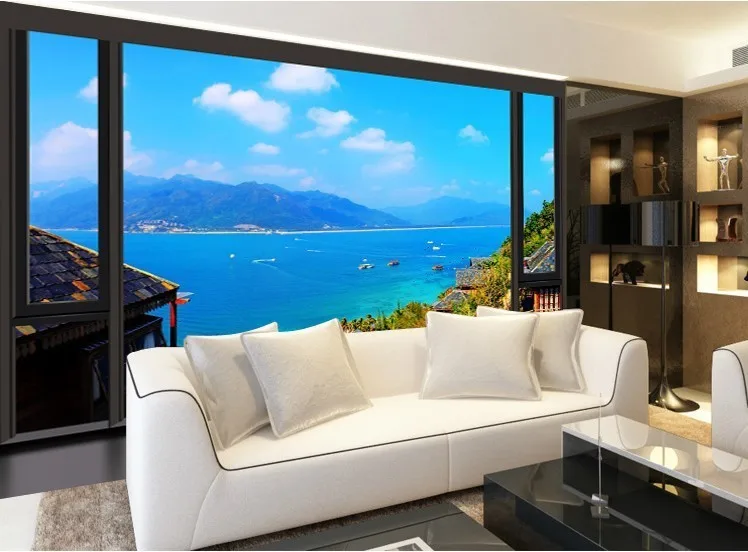 Beibehang фото обои морской пейзаж росписи рельеф Минималистский Обои для гостиной 3d Настенные обои для стен