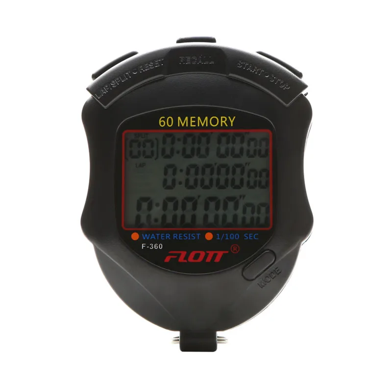 

New Flott Stopwatch 60 memory Digital chronograph running timer professional Electronic High quality Sports referee timer