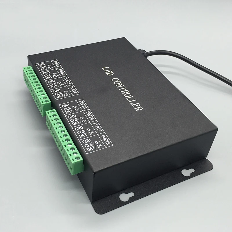 

led controller support DMX512 WS2811 WS2812 UCS1903,etc.connect master or computer,8 ports drive 8192 pixels.powerful software