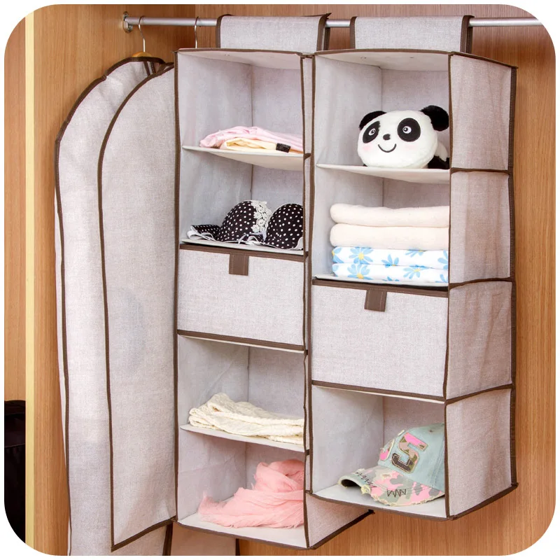 Simple linen closet storage Bag multilayered, clothes closet with drawers boxes hanging pouch