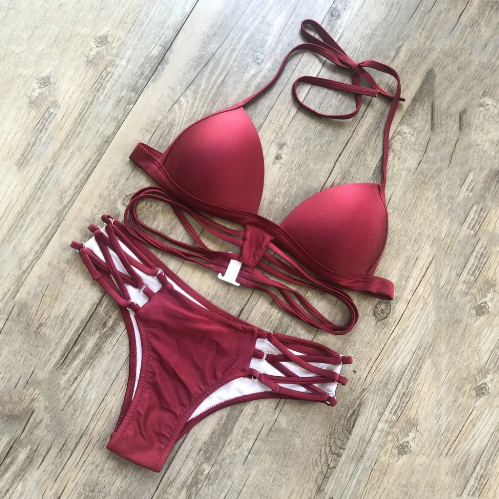 2019 woman summer casual sports sexy bikini set bronzing split beach swimsuit suit push up pretty bikinis e fatos de banho 40J5 (13)