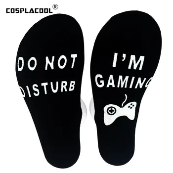 

[COSPLACOOL]Women Cotton Skateboard Funny Socks Unisex Harajuku Sokken Hip Hop Street Words "DO NOT DISTURB GAME, I'M PLAYING"