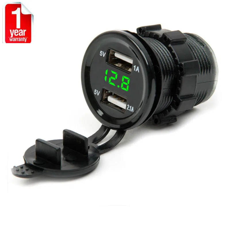 Двойной USB автомобильный зарядный вольтметр LED Diplay стиль 12/24 в Авто Лодка