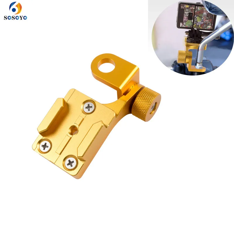 Metal Motorcycle Rearview Mirror Handlebar Mount Clamp  Bracket Holder 360 Rotating Base Adapter for Gopro Hero 6 5 4 3 3+ Camera (1)