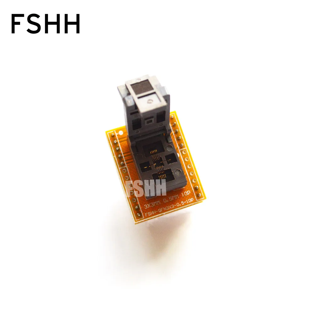 

QFN10 to DIP10 adapter WSON10 MLF10 DFN10 socket Pitch=0.5mm Size=3x3mm